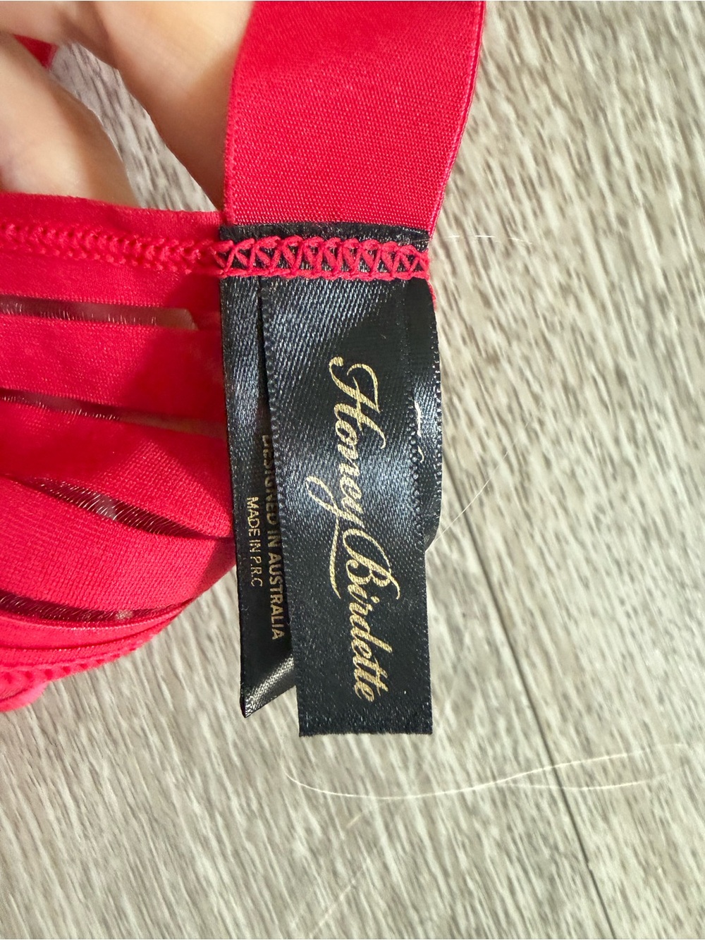 Honey Birdette LINDA C. Raspberry Red Striped Bodysuit Size S Gold Hardware - Picture 8 of 9